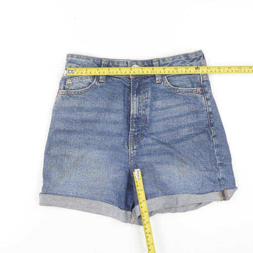 Primark Women Blue Denim High-Rise Shorts Size 6 Cotton Blend