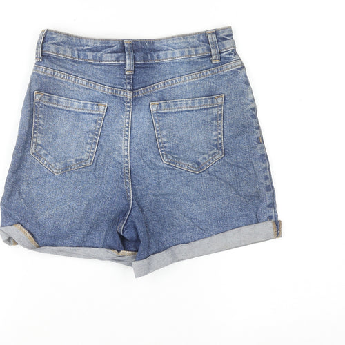 Primark Women Blue Denim High-Rise Shorts Size 6 Cotton Blend
