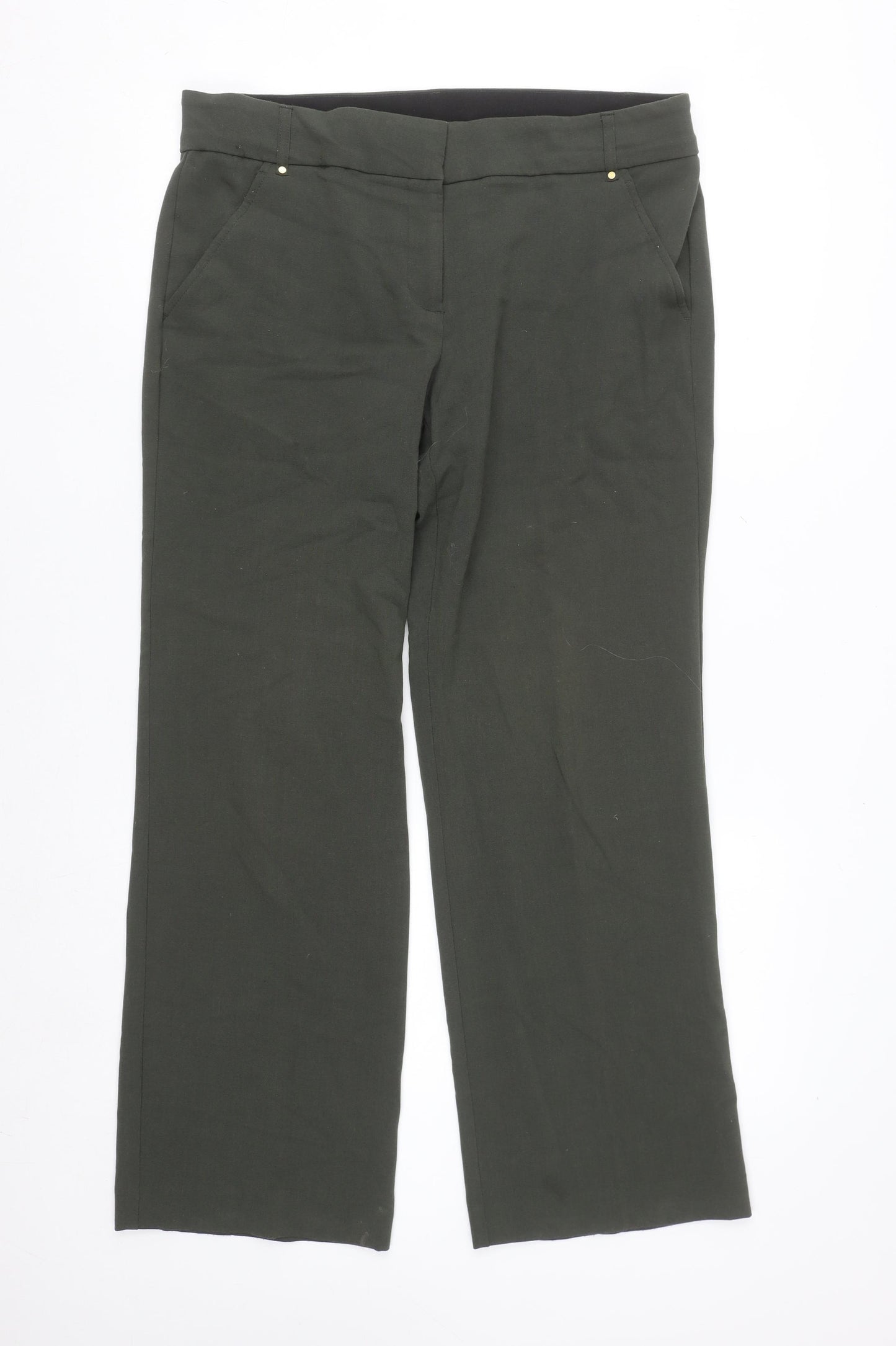 Briggs New York Womens Green 12S Petite Stretch Straight Trousers