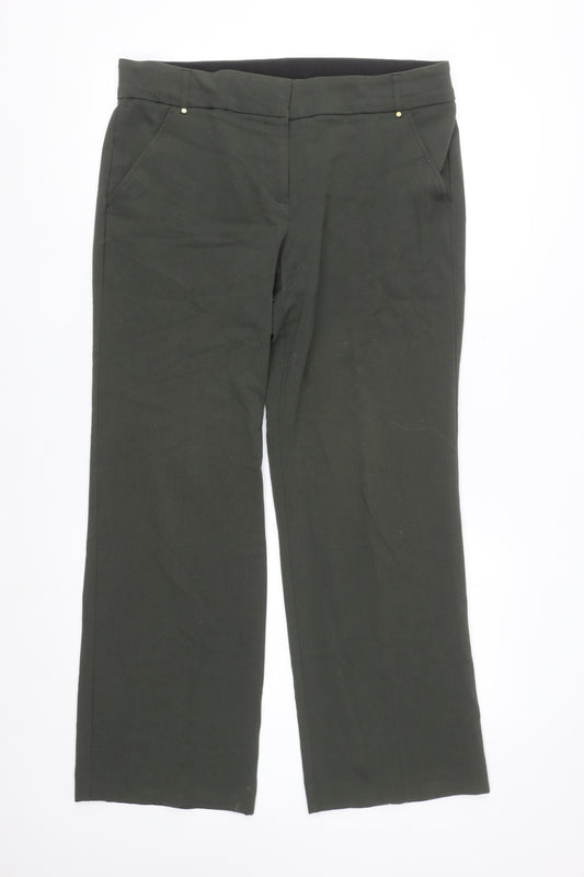 Briggs New York Womens Green 12S Petite Stretch Straight Trousers