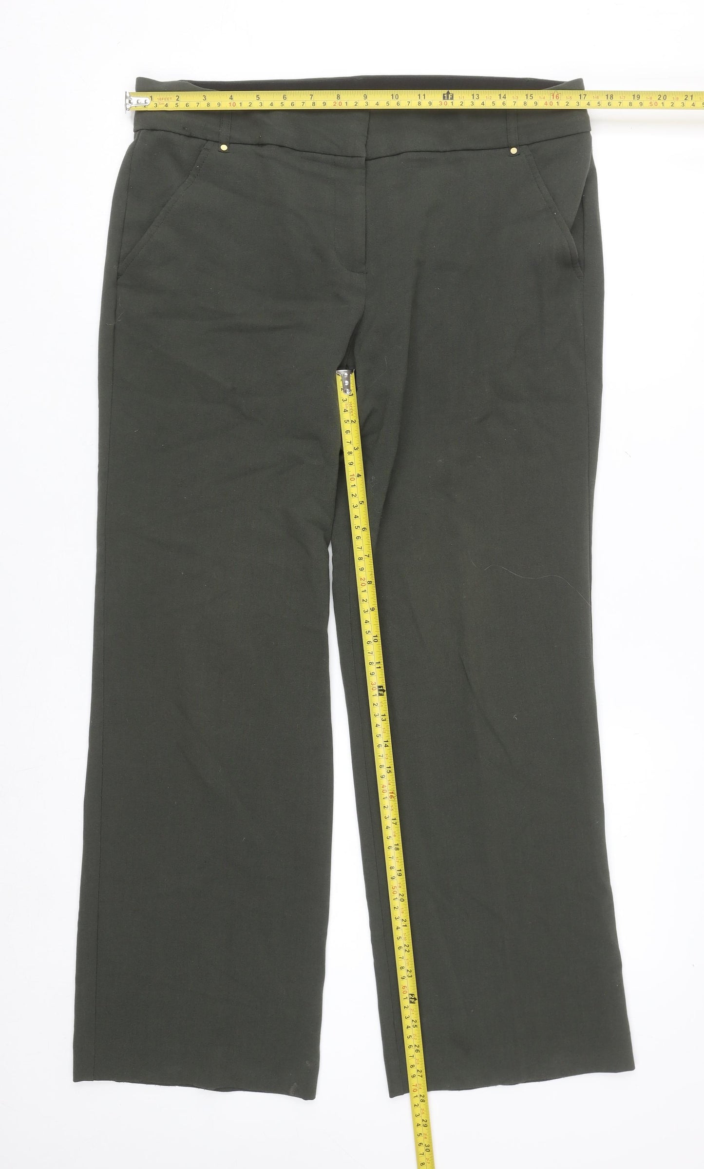Briggs New York Womens Green 12S Petite Stretch Straight Trousers