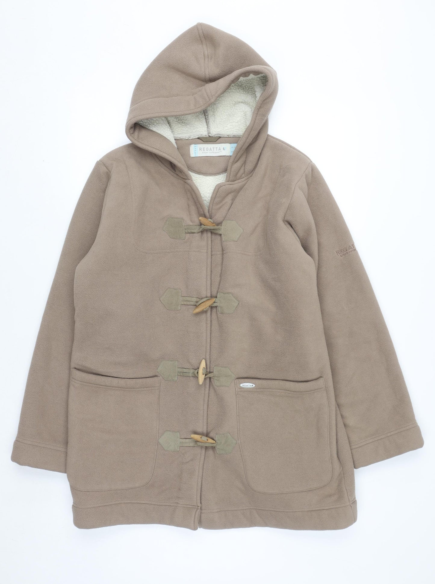 Regatta Women's Beige Fleece Toggle Hooded Mid-Length Coat UK 10
