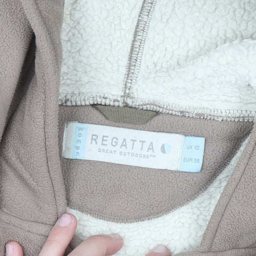 Regatta Women's Beige Fleece Toggle Hooded Mid-Length Coat UK 10