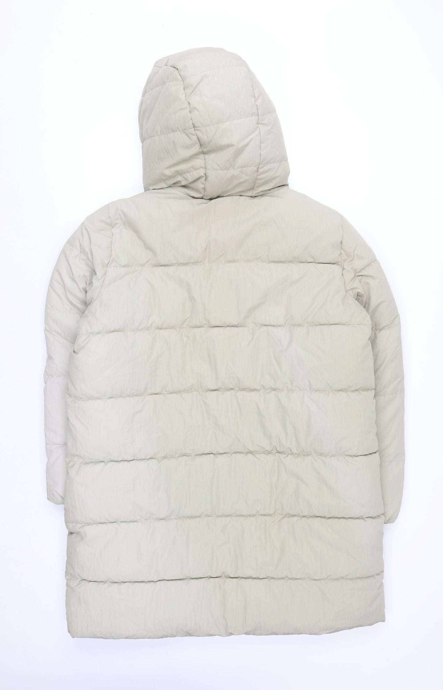 ONLY Womens Beige XL Puffer Coat Hooded Long Winter Jacket