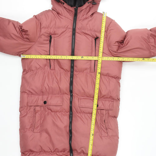 Brave Soul Women's Pink Long Puffer Coat Hooded Size 8