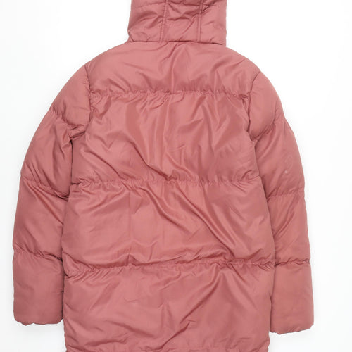 Brave Soul Women's Pink Long Puffer Coat Hooded Size 8