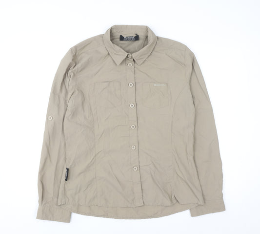 Mountain Warehouse Women Beige UK14 Collared Lightweight Travel Shirt