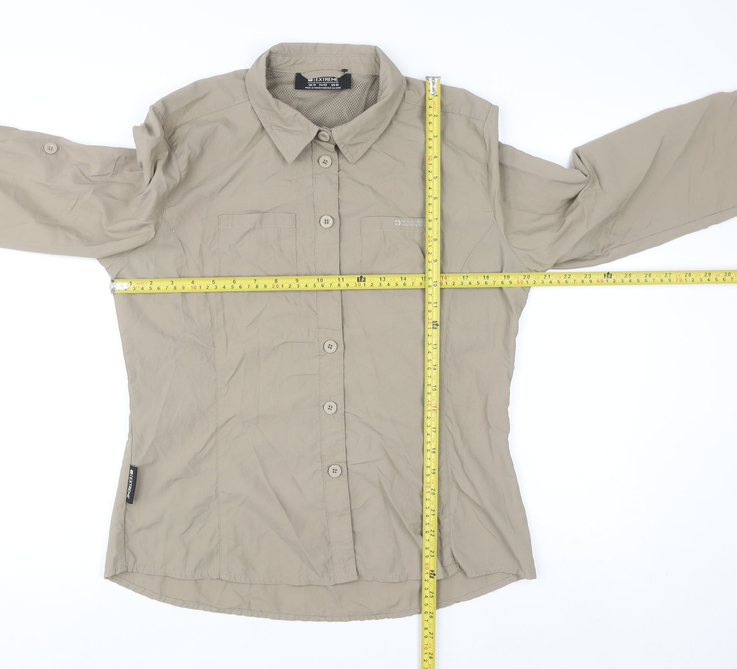 Mountain Warehouse Women Beige UK14 Collared Lightweight Travel Shirt