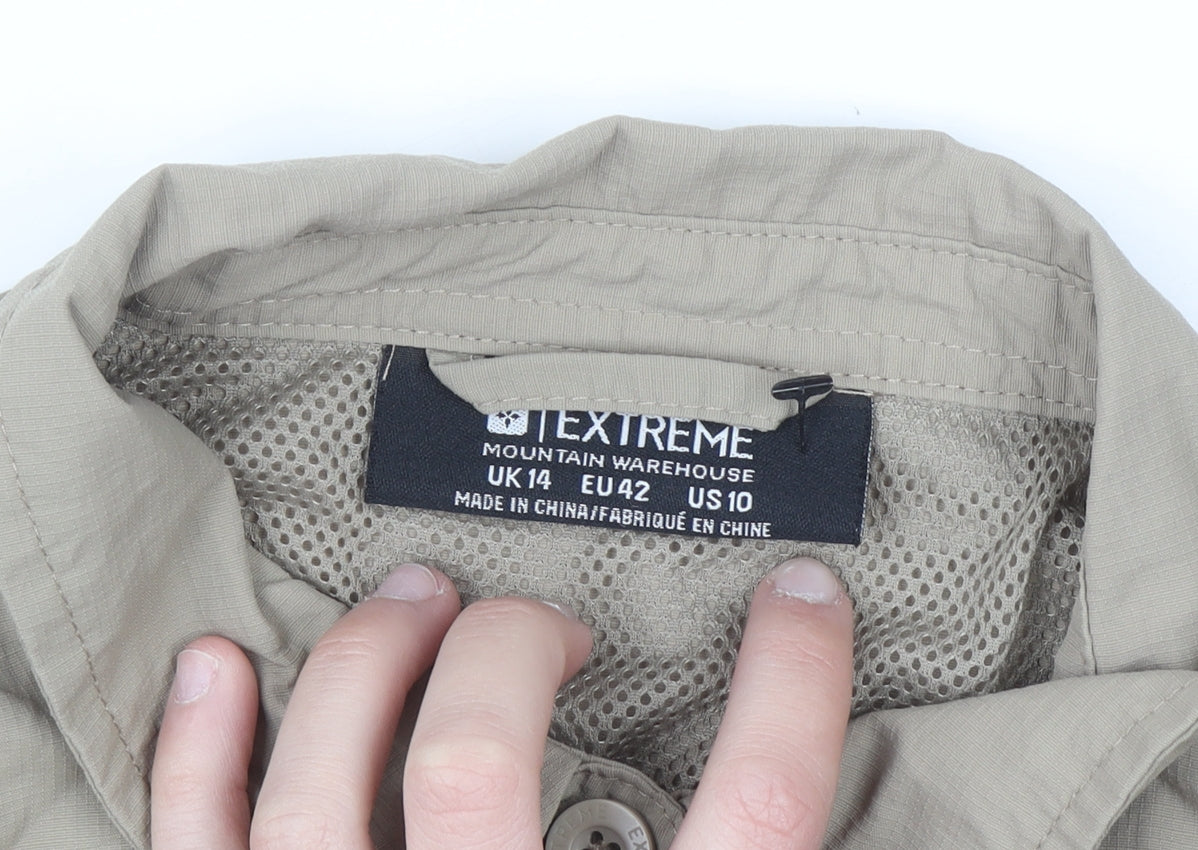 Mountain Warehouse Women Beige UK14 Collared Lightweight Travel Shirt