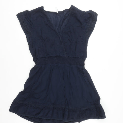 Pepe Jeans Women Blue L Short A-Line V-Neck Summer Dress