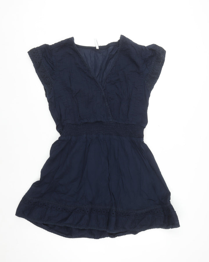 Pepe Jeans Women Blue L Short A-Line V-Neck Summer Dress