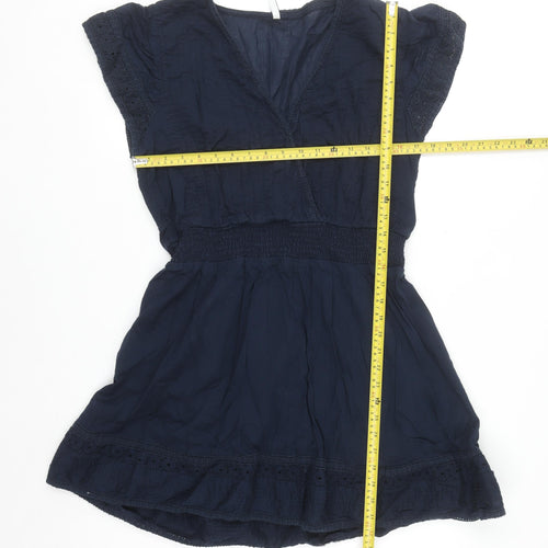 Pepe Jeans Women Blue L Short A-Line V-Neck Summer Dress