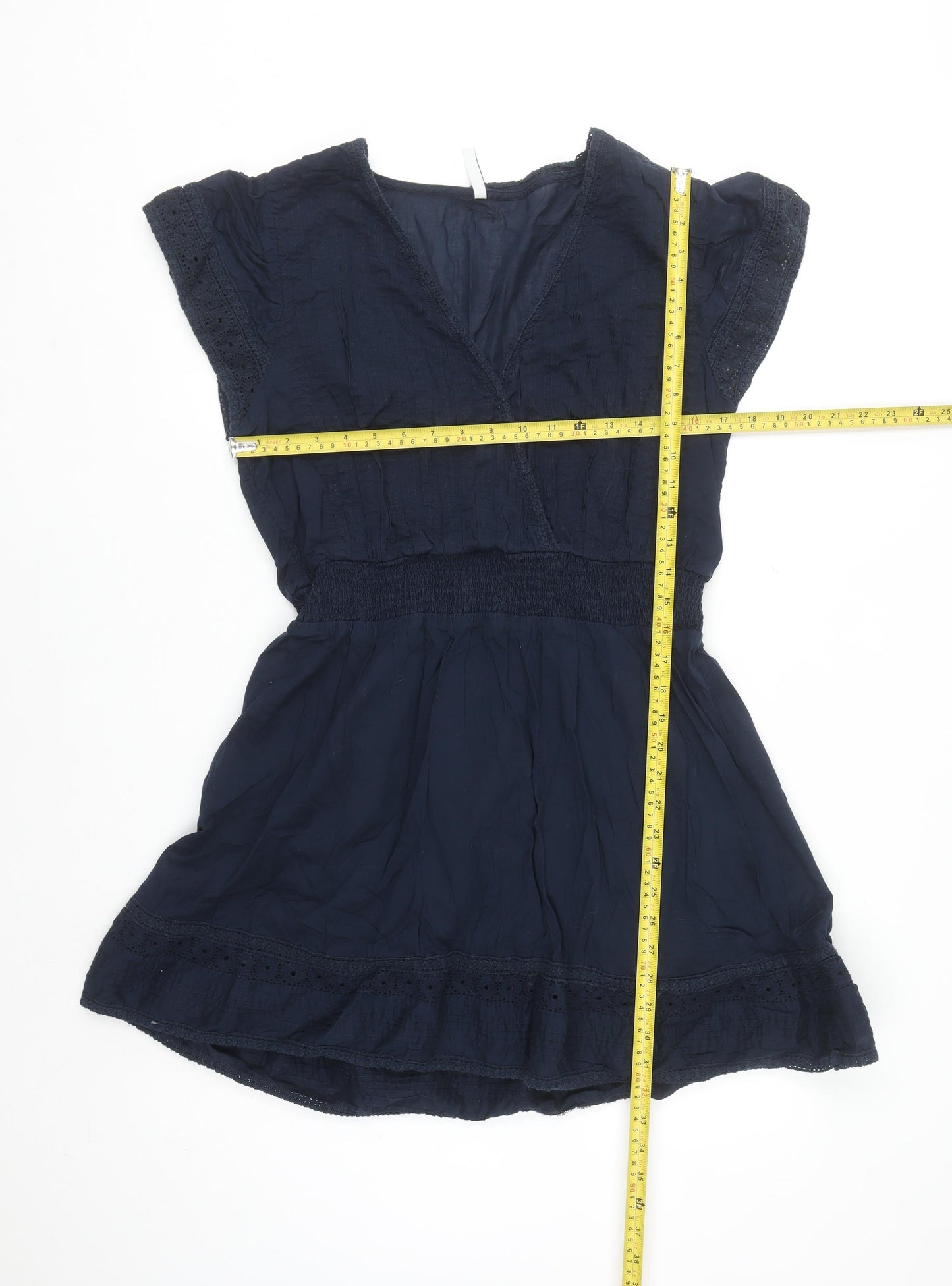 Pepe Jeans Women Blue L Short A-Line V-Neck Summer Dress