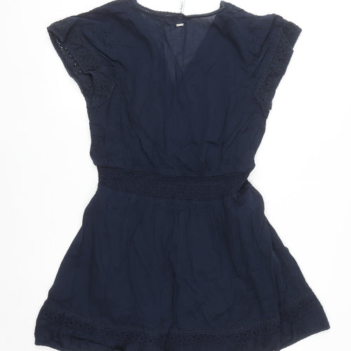 Pepe Jeans Women Blue L Short A-Line V-Neck Summer Dress