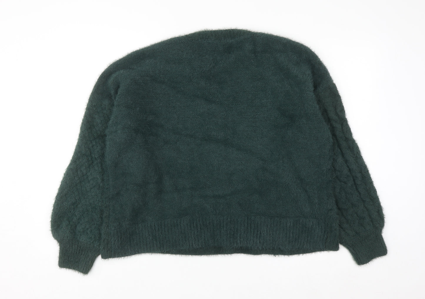Gallery Women's Green Cable-Knit V-Neck Pullover Jumper XL