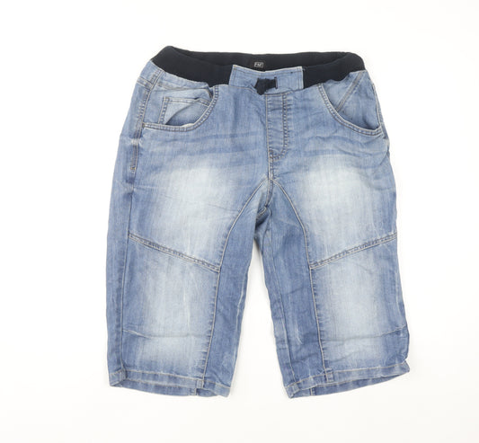 F&F Men's Blue Cargo Denim Shorts Size L (36W) Elastic Waist