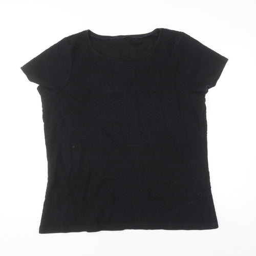 Marks and Spencer Women’s Black Cotton Blend Short Sleeve T-Shirt Size 22