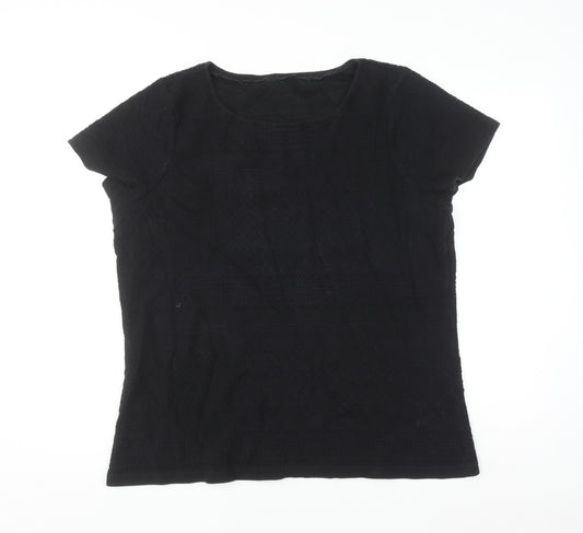 Marks and Spencer Women’s Black Cotton Blend Short Sleeve T-Shirt Size 22