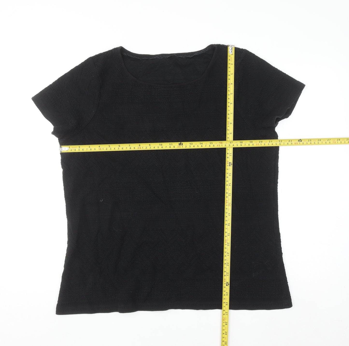 Marks and Spencer Women’s Black Cotton Blend Short Sleeve T-Shirt Size 22