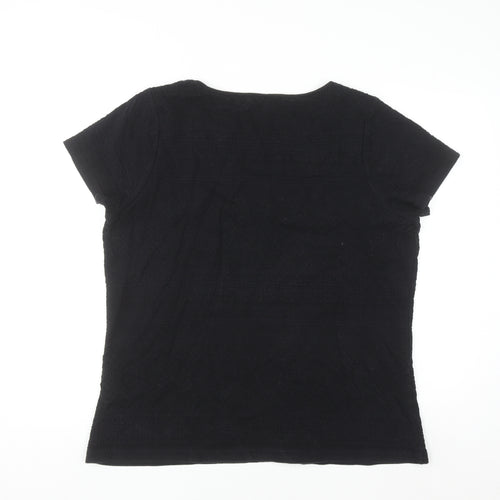 Marks and Spencer Women’s Black Cotton Blend Short Sleeve T-Shirt Size 22
