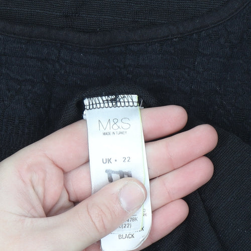 Marks and Spencer Women’s Black Cotton Blend Short Sleeve T-Shirt Size 22
