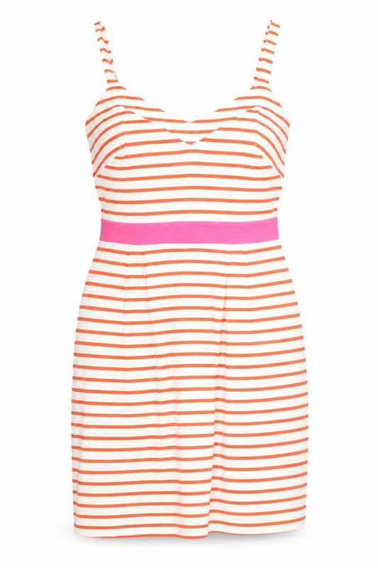 Front view of Boden Women’s Multicoloured Striped Cotton Tank Dress, size UK 8