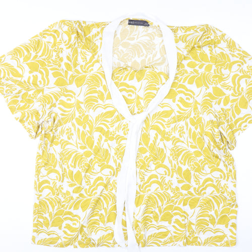 Marks and Spencer Women Yellow Floral Tunic Blouse Size 20