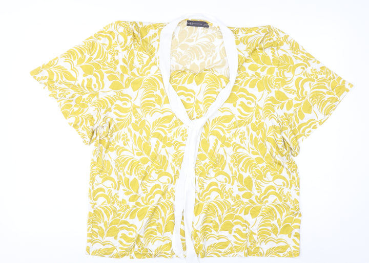 Marks and Spencer Women Yellow Floral Tunic Blouse Size 20