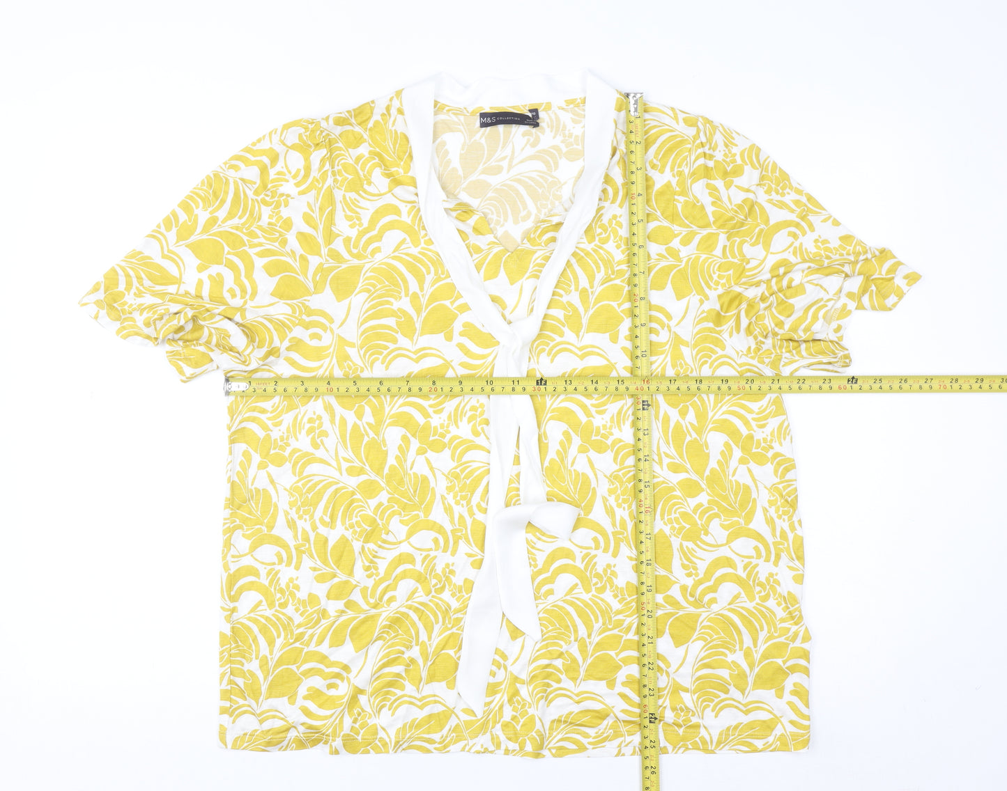 Marks and Spencer Women Yellow Floral Tunic Blouse Size 20