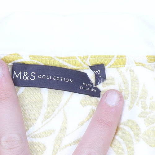 Marks and Spencer Women Yellow Floral Tunic Blouse Size 20