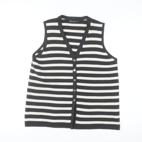 Dunnes Women’s Black Stripe Sleeveless V-Neck Button Cardigan Size S