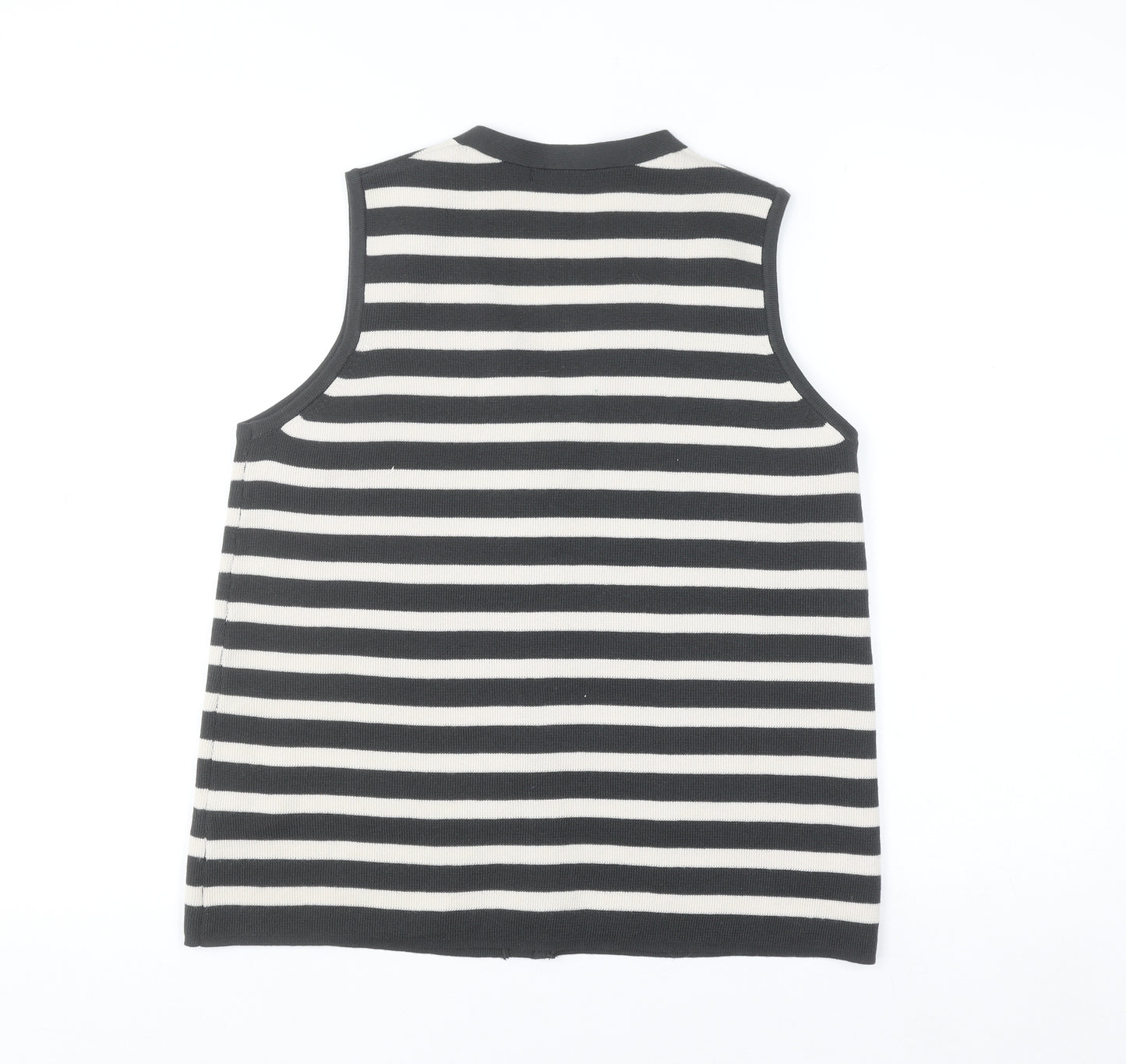 Dunnes Women’s Black Stripe Sleeveless V-Neck Button Cardigan Size S