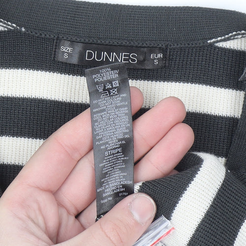 Dunnes Women’s Black Stripe Sleeveless V-Neck Button Cardigan Size S