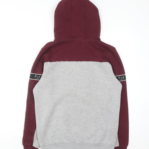 Prè London Men’s Grey Red Pullover Hoodie Medium Graphic Logo