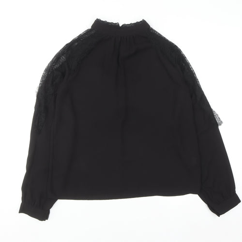 Primark Women's Black Lace High Neck Long Sleeve Blouse UK 10
