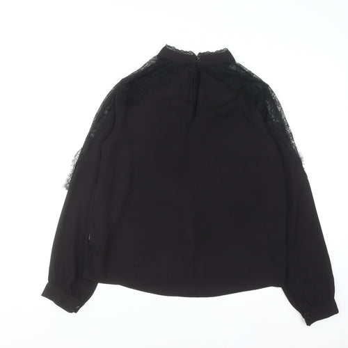 Primark Women's Black Lace High Neck Long Sleeve Blouse UK 10
