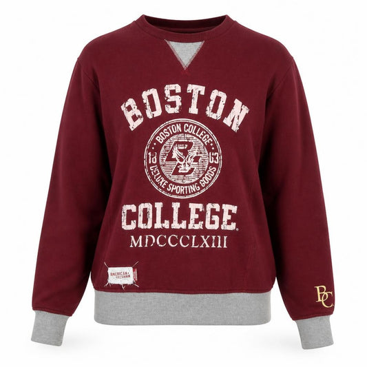 Front view of American Freshman Women's Burgundy Boston College Pullover Sweatshirt M