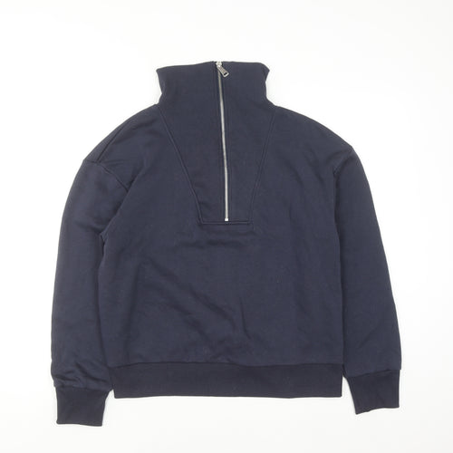 Primark Women Navy Blue 1/2 Zip High Neck Sweatshirt Size 10-12