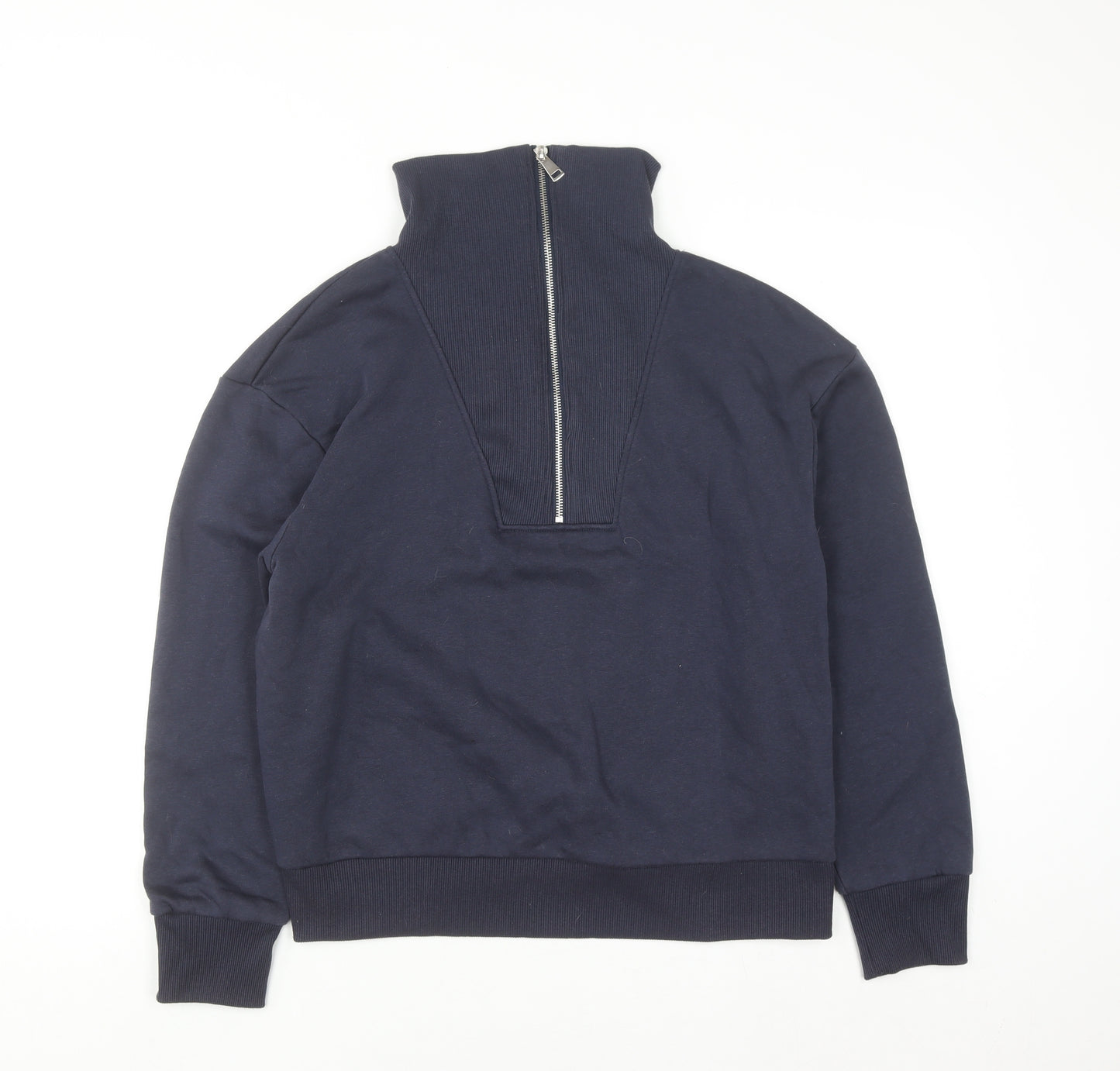 Primark Women Navy Blue 1/2 Zip High Neck Sweatshirt Size 10-12