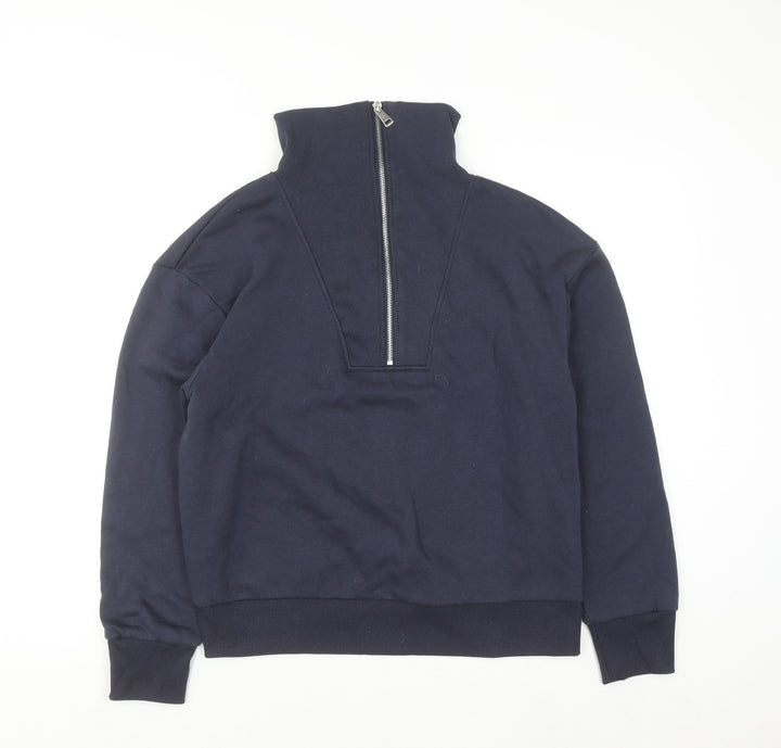 Primark Women Navy Blue 1/2 Zip High Neck Sweatshirt Size 10-12