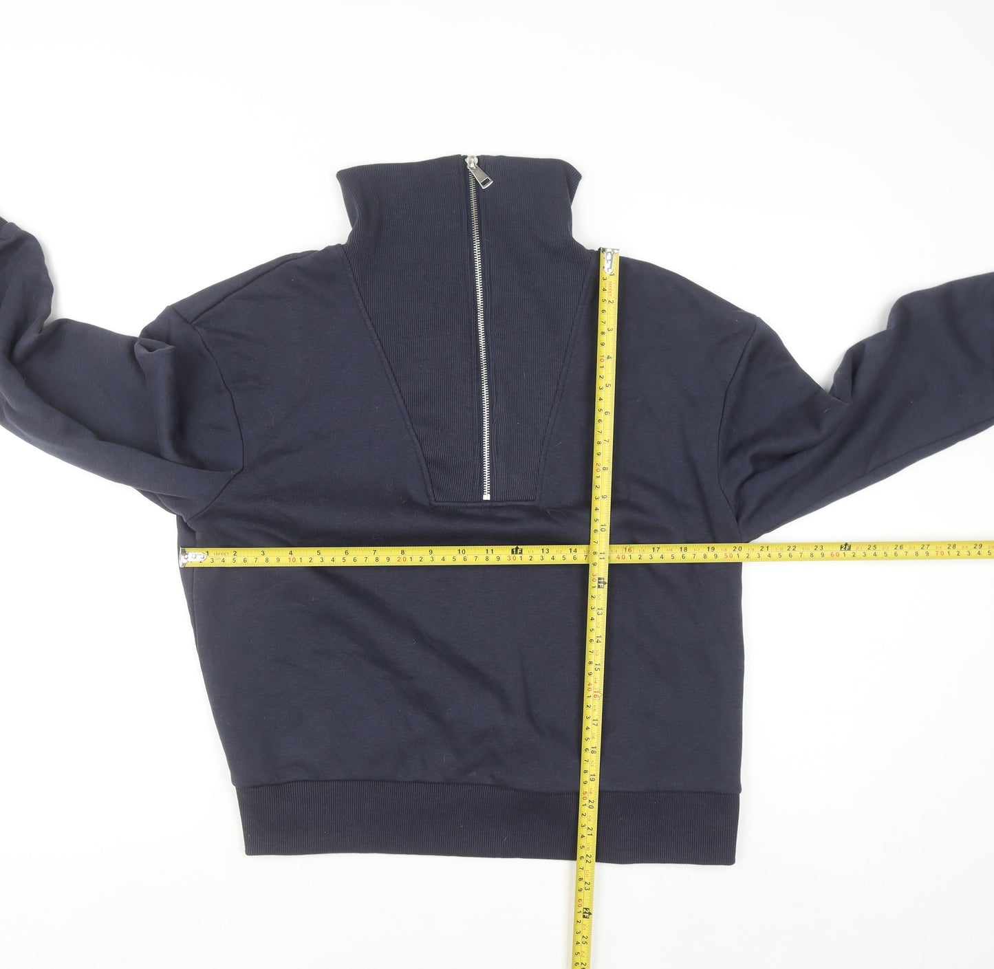 Primark Women Navy Blue 1/2 Zip High Neck Sweatshirt Size 10-12