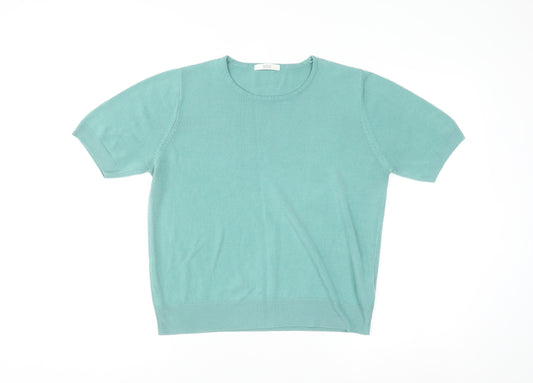 Marks and Spencer Women Green Size 16 Crew Neck Short Sleeve Pullover Jumper