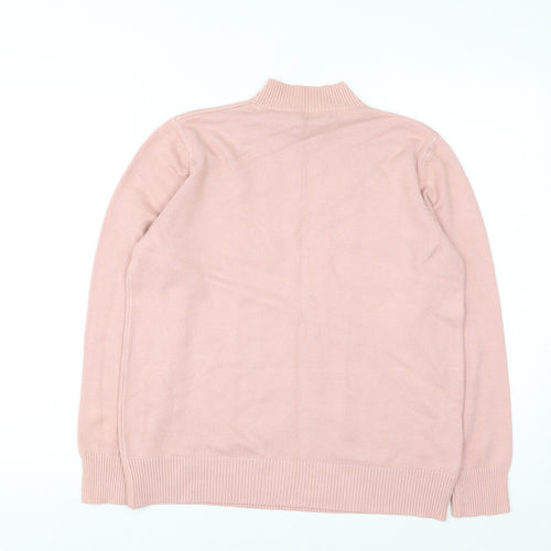 T-C Fashion Womens Pink Mock Neck Cable Knit Jumper XL