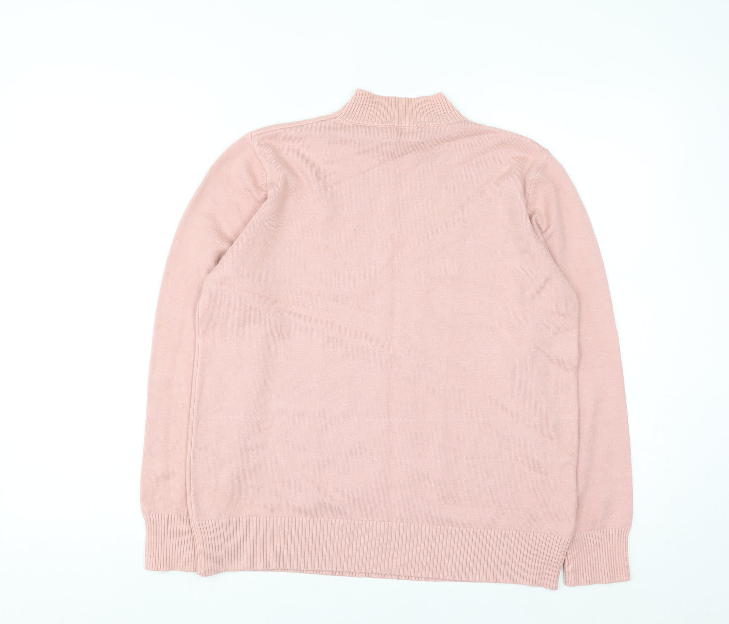 T-C Fashion Womens Pink Mock Neck Cable Knit Jumper XL