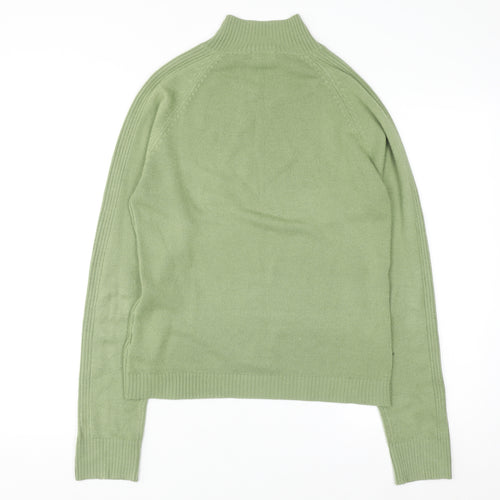 Chickadee Women’s Green Mock Neck Button Trim Knit Jumper Size S
