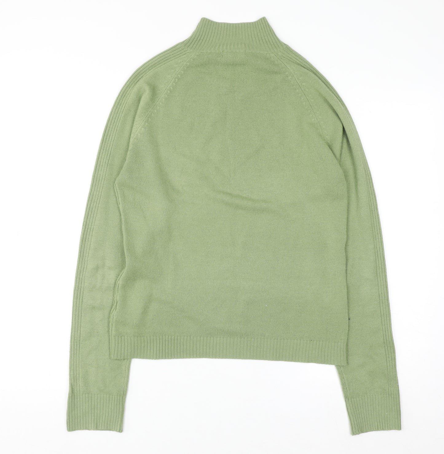 Chickadee Women’s Green Mock Neck Button Trim Knit Jumper Size S