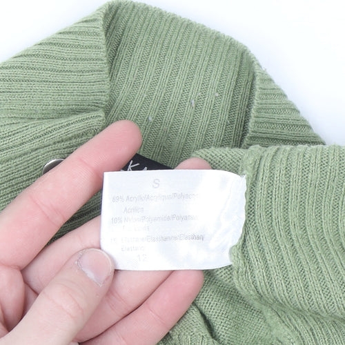 Chickadee Women’s Green Mock Neck Button Trim Knit Jumper Size S