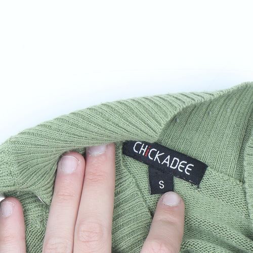 Chickadee Women’s Green Mock Neck Button Trim Knit Jumper Size S