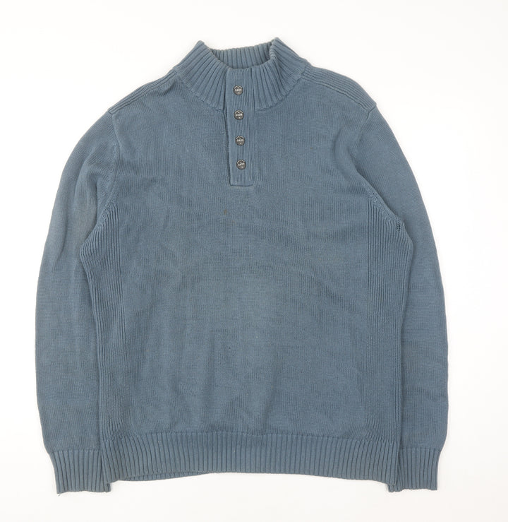 Next Men's Blue Cotton Henley Jumper Size L