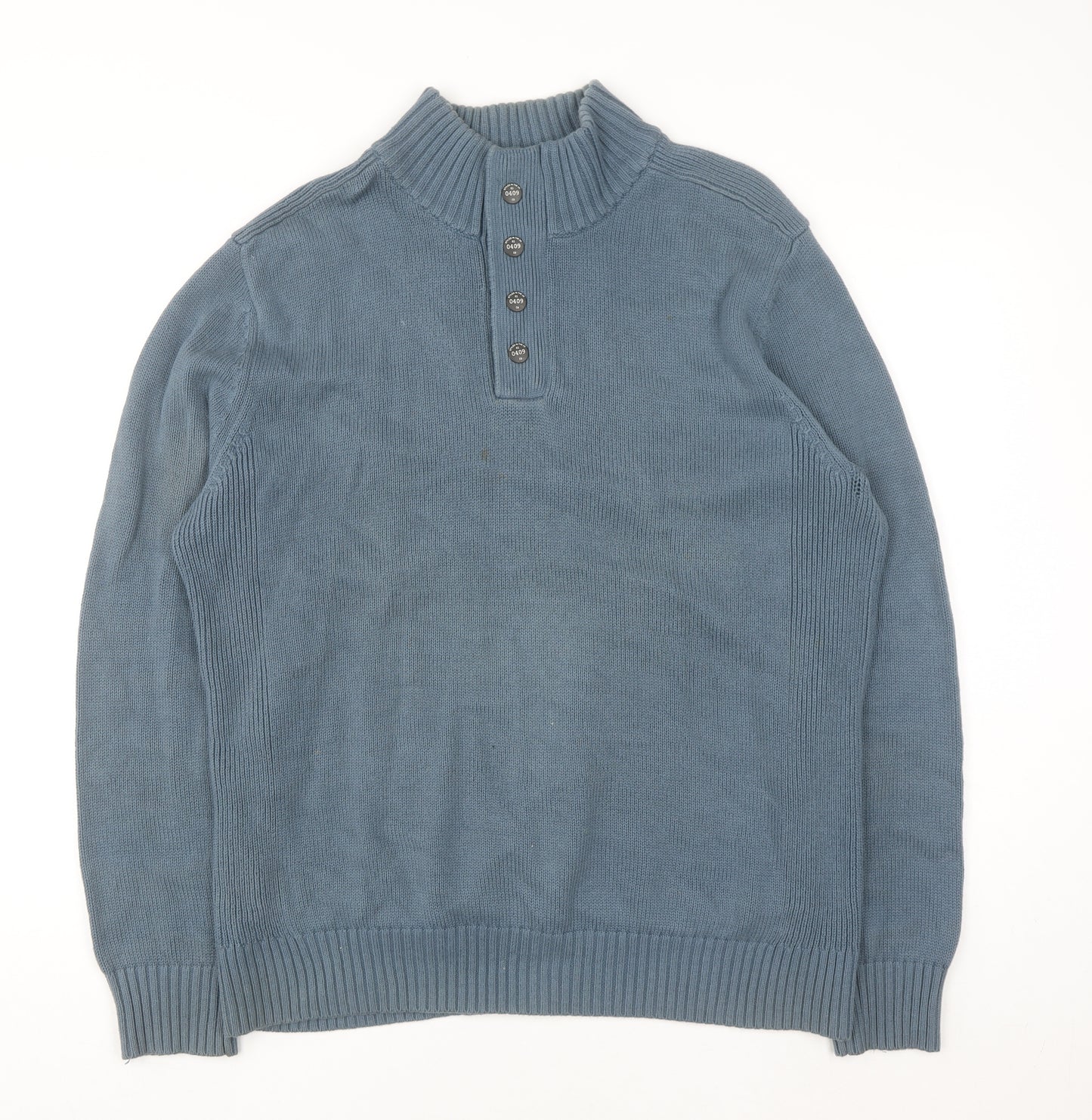 Next Men's Blue Cotton Henley Jumper Size L